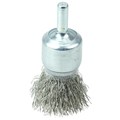 Weiler 3/4" Coated Cup Crimped Wire End Brush, .0104" Stainless Steel Fill 11014